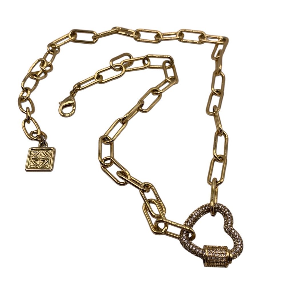 Zenzii Crystal Pave Accent Heart Pendant Necklace